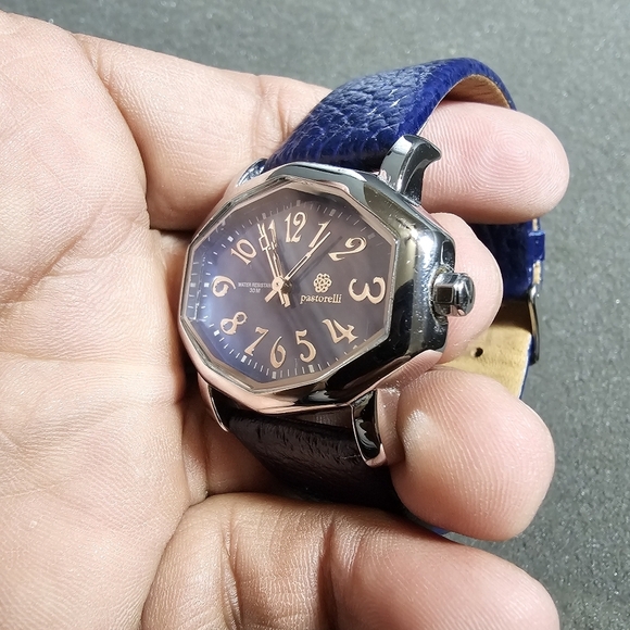 Pastorelli Ladies Quartz Watch Blue Dial Silver Tone Case Blue Strap Working sho - Picture 6 of 9